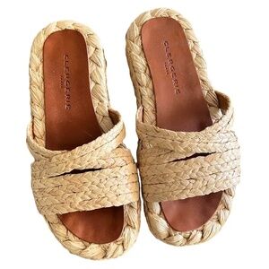 Clergerie Raffia Flatform Sandals